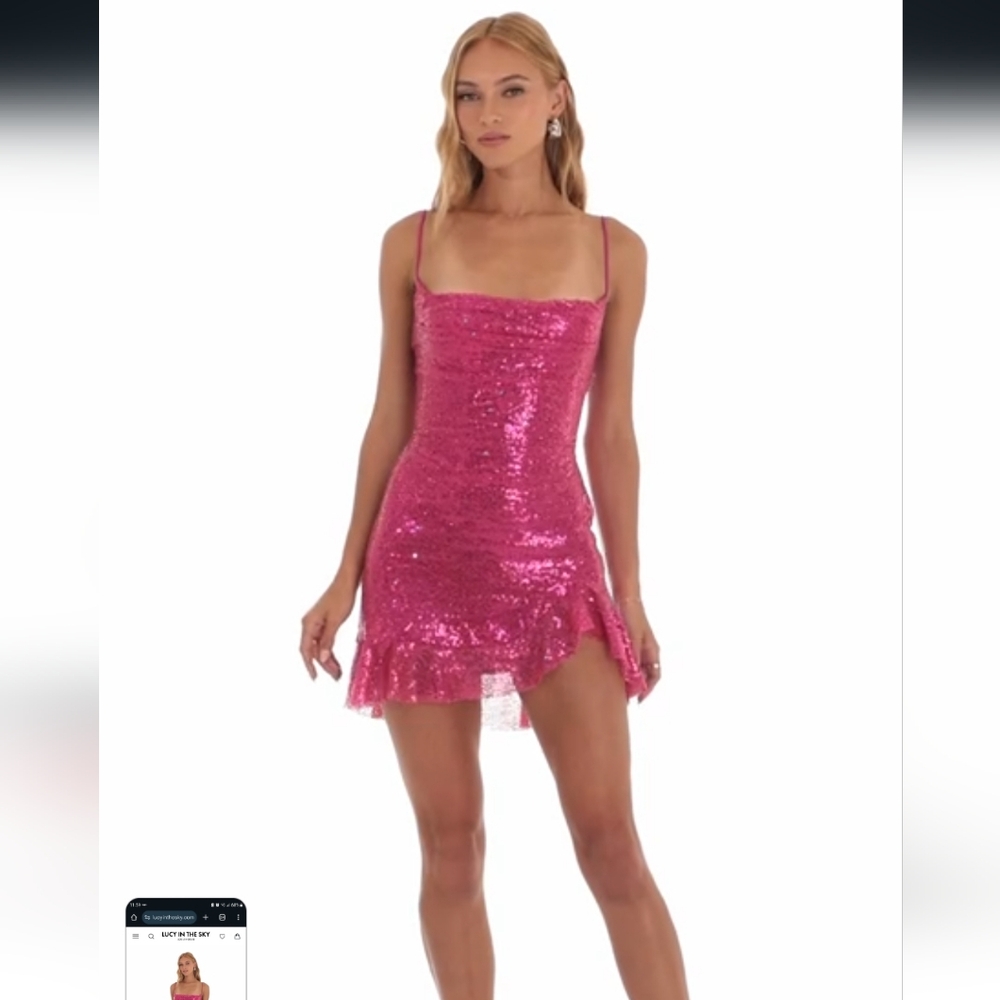 Lucy in the Sky Sequined Ruffle Slit Dress